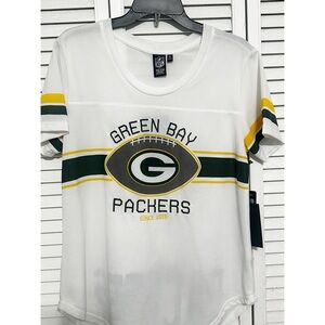 NFL Green Bay Packers White Jersey Tee with Green and Yellow Stripes